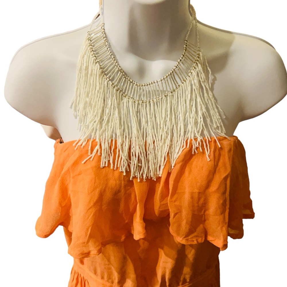 White Fringe Necklace NWT